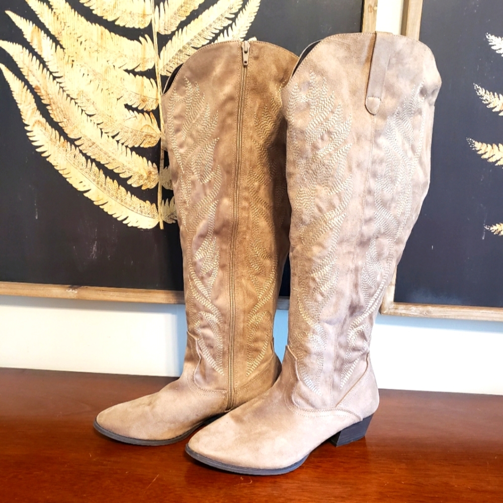 Tall Faux Suede Riding Boots